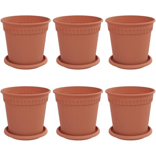 vidaXL Lončki za rastline 6 pcs Kamnito rdeča &Oslash; 17 x 14 cm Plastika, (5000162969) Cene