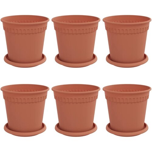 vidaXL Saksije za biljke 6 pcs Crvena cigla Ø 17 x 14 cm Plastika - Crvena cigla Ø 19 x 16 cm 6 Cene