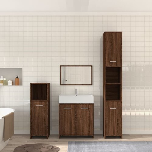 The Living Store Kopalniška garnitura 4-delna rjavi hrast inženirski les - Komplet Kopalniškega Pohištva, (21471728) Cene
