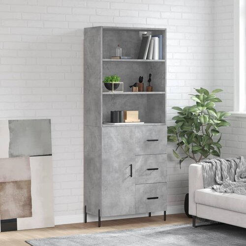 The Living Store Visoka komoda betonsko siva 69,5x34x180 cm inženirski les - Visoka Omarica, (21435331) Slike