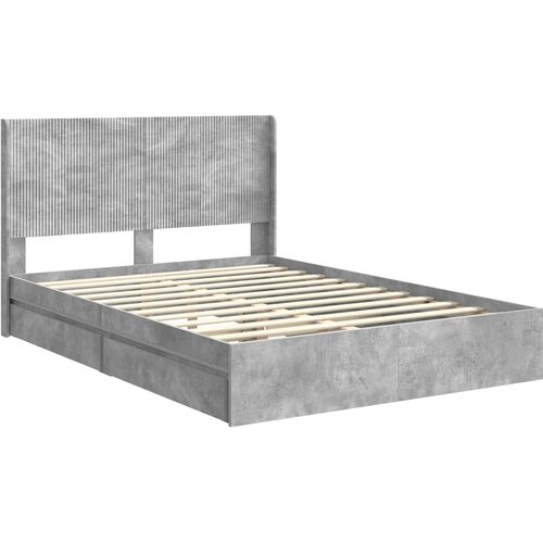 Krevetna konstrukcija s pohranom i uzglavljem Betonska siva 150 x 200 cm Slike