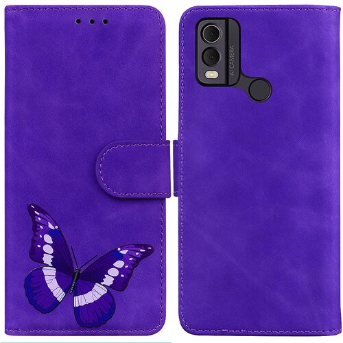 INORCO Torbica iz PU usnja na dotik kože za Nokio C22 Butterfly Printing Denarnica Pokrov za stojalo za telefon, (22036582) Slike