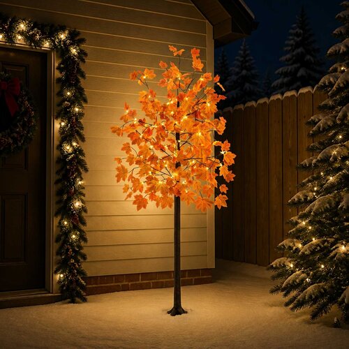  LED božićno drvce javor Smeđa 210 cm Plastika 144 LED lampica Slike
