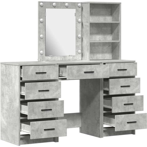 Toaletna mizica 3 pcs Siva 40 x 41 x 135 cm Konstruiran les - - Siva - 62.2 - 40 x 41 x 135 cm - 2025- Slike