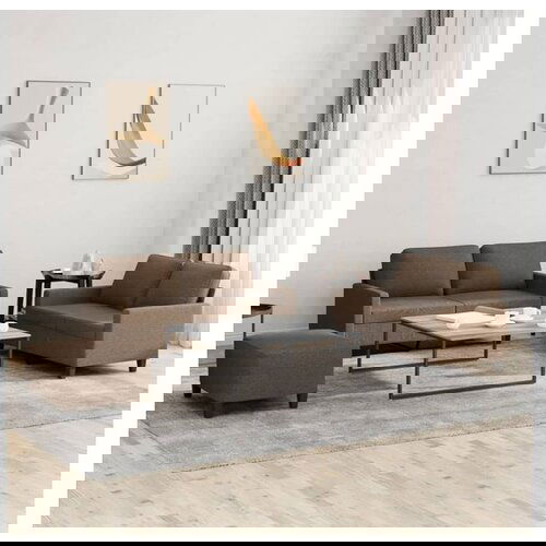 VidaXL 3-dijelni set sofa s jastucima smeđi od tkanine Slike