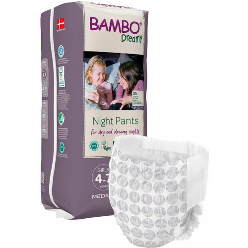 Bambo Nature dreamy noćne gaćice za inkontinenciju A10, za devojčice 4-7god(15-35kg) Slike