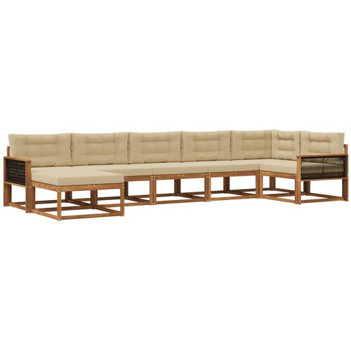 vidaXL Zunanja garnitura za sedenje z blazino 7 pcs Naravna in bež, (5000282319) Cene
