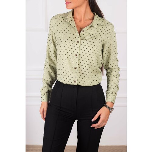 armonika Women's Green Patterned Long Sleeve Shirt Slike