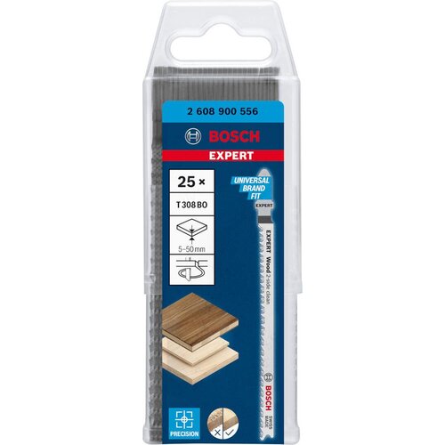 Bosch expert &amp;bdquo;Wood 2-side clean&amp;ldquo; t 308 bo list ubodne testere, 25-delni - 2608900556 Slike