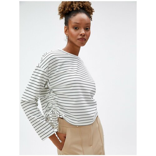 Koton Crop Sweatshirt Crew Neck Long Sleeve with Gatherings at the Sides. Cene