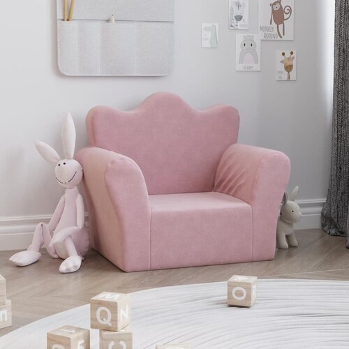  Dječja sofa ružičasta od mekanog pli&scaron;a Cene