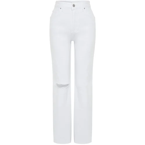 Trendyol White Ripped High Waist Wide Leg Jeans