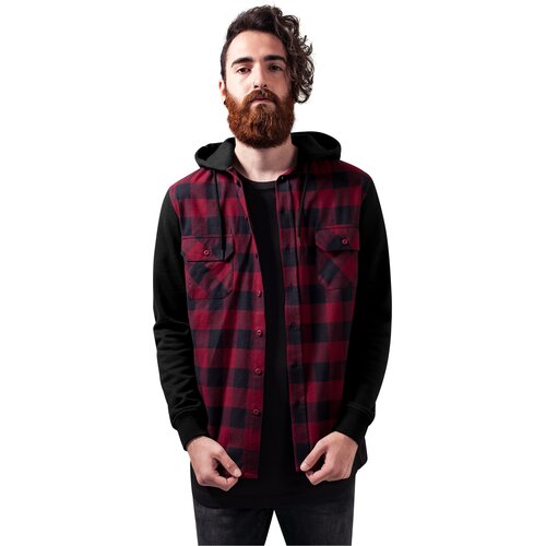 Urban Classics Flanell Sweat Sweat Plaid Hooded Shirt blk/burgundy/blk Slike