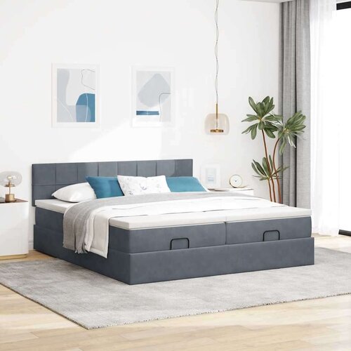VidaXL Okvir kreveta s madracima tamnosivi 180x200cm bar&amp;scaron;unasti Slike