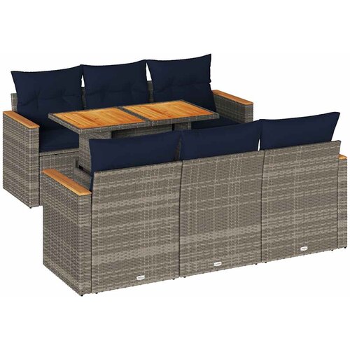 vidaXL Vrtna garnitura - 7-dijelni set vrtnih sofa sivi od poliratana - Siva 1 Cijene
