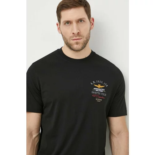 Aeronautica Militare Pamučna majica za muškarce, boja: crna, s tiskom