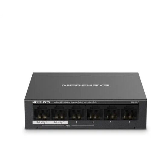Mercusys MS106LP 6-Port 10/100 Mbps Desktop Switch with 4-Port PoE+, Compatible with 802.3af/at PDs,... Slike