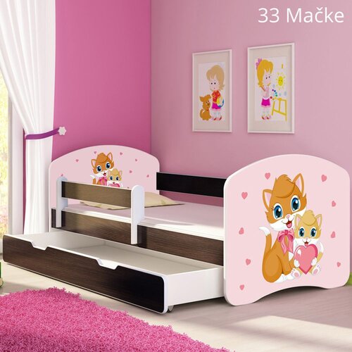 ACMA Dječji krevet s motivom, bočna wenge + ladica 180x80 cm - 33 Cats Cijene