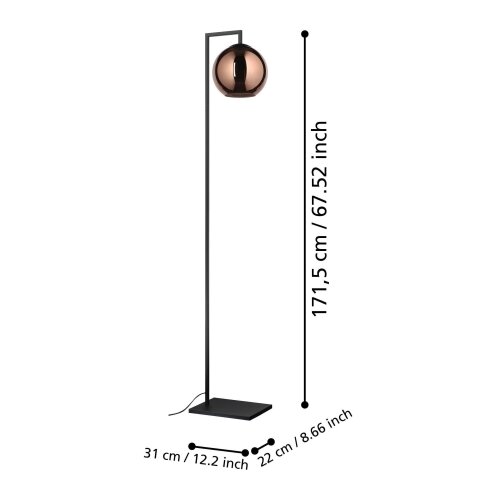 Eglo 390253 - podna lampa cordoba 1xE27/40W/230V bakarna Slike