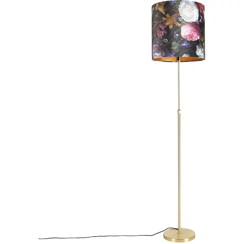 QAZQA Stoječa svetilka zlata / medenina z žametnimi odtenki rož 40/40 cm - Parte