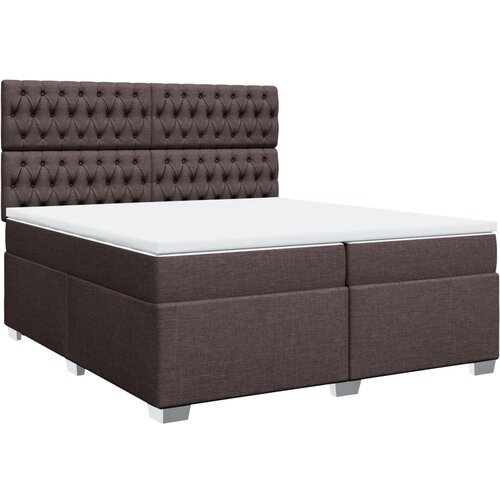 VidaXL Box spring postelja z vzmetnico temno rjav 200x200 cm blago, (21302314) Slike