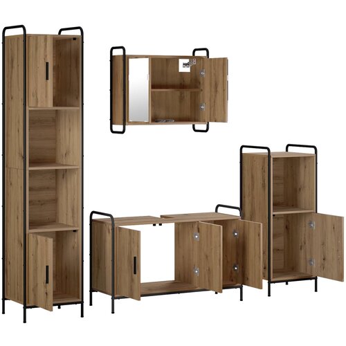  Set ormarića za kupaonicu 4 kom. Hrast artisan 40 x 36 x 181 cm Slike