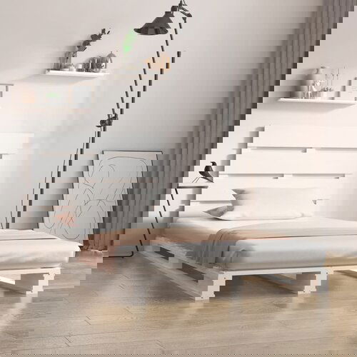 vidaXL Posteljni okvir bel 90x190 cm trdna borovina 3FT Cene