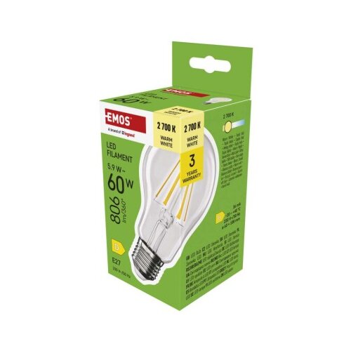  LED žarnica Filament A60 / E27 / 5,9 W (60 W) / 806 lm / Toplo bel Cene