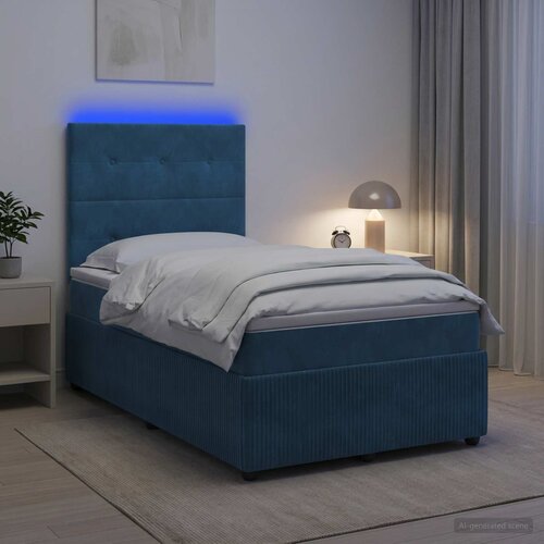  LED okvir za krevet s madracem Plava 120 x 200 cm Baršun Cene