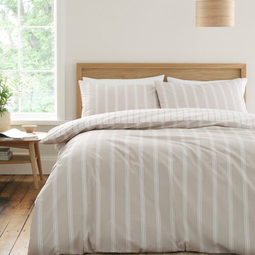 Bianca Bež bombažna posteljnina za zakonsko posteljo/podalj&amp;scaron;ana 230x220 cm Ashford Stripe &amp;ndash; Slike