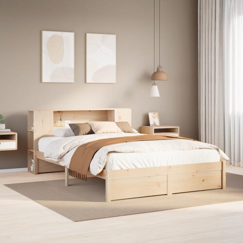 VidaXL Krevet s regalom za knjige bez madraca 120x200 cm od borovine Slike