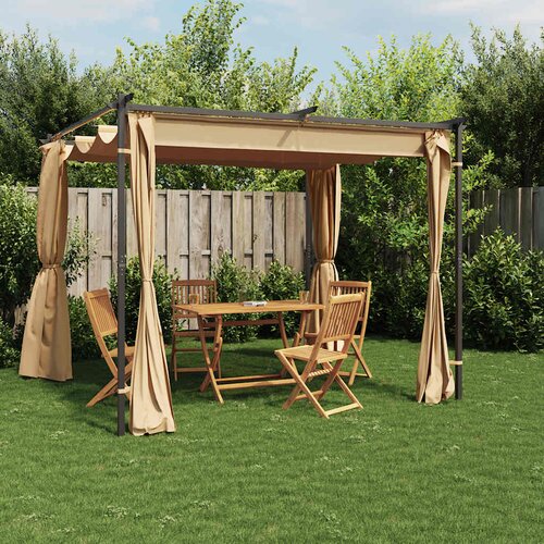 vidaXL Paviljon z zavesami 3x3 m taupe jeklo Cene