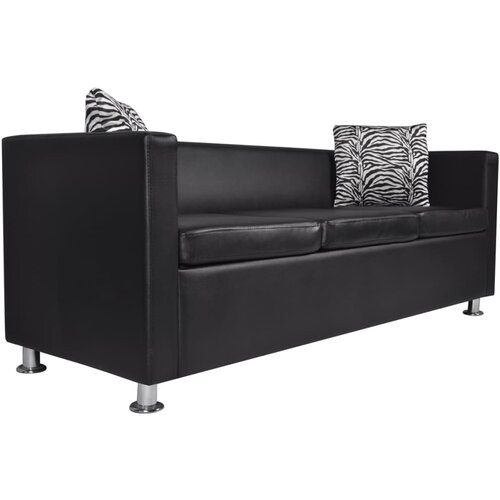 Maison Chic kavč - Sofa - Kanape trosed umetno usnje črne barve, (21726443) Cene