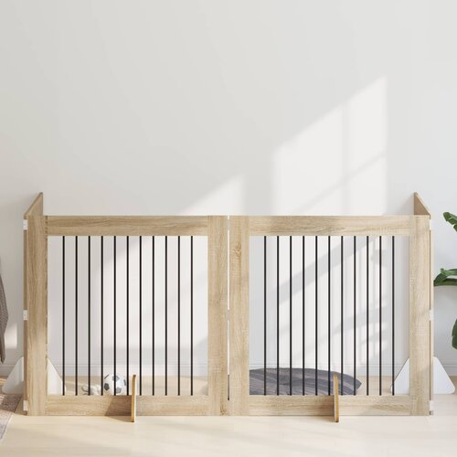  Vrata za pse s postoljem 4 pcs Hrast sonoma 100 x 100 cm Cene