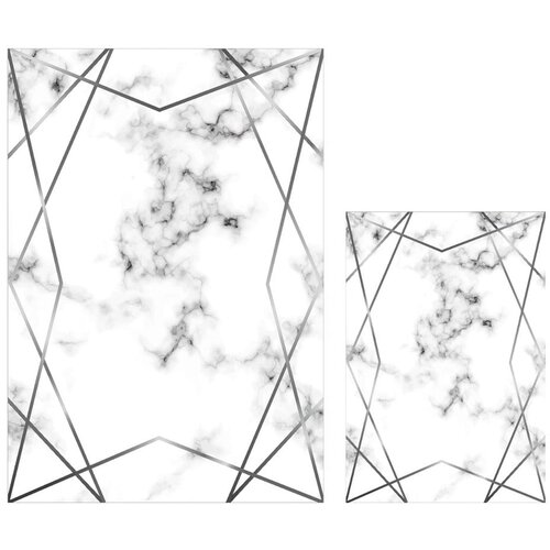 Mila Home komplet 2 belih in sivih kopalni&amp;scaron;kih preprog geometric Slike