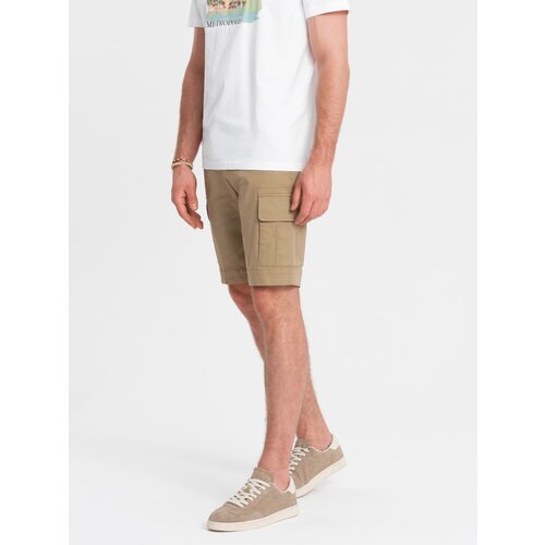 Ombre One color men's shorts with cargo pockets - sand Slike