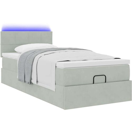 VidaXL okvir kreveta s madraca svijetlosivi 90x200cm bar&amp;scaron;unasti Slike