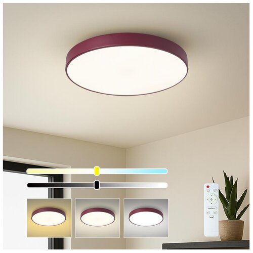  Brilagi-LED prigu&scaron;iva plafonska svetiljka POOL LED/48W/230V 3000-6000K 40 cm bordo + daljinski upravljač Cene