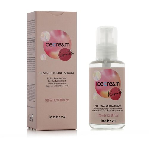Inebrya Ice Cream Keratin Restructuring Serum serum za lase barvani lasje neukrotljivi in po&amp;scaron;kodovani lasje suhi lasje 100 ml unisex Slike