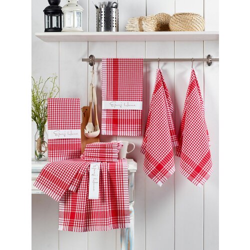 Pötikareli - crveno beli set peškira za pranje (10 komada) Cene