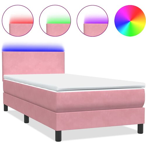 Box Spring krevet s madracem i LED ružičasti 80 x 220 cm bar&amp;scaron;unasti Slike