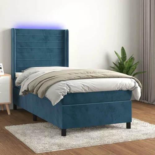  Box spring postelja z vzmetnico LED temno modra 80x200 cm žamet, (20930309)