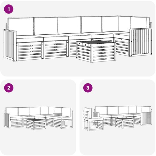  Set vanjskih sofa 7 kom. Bijela i bež Poliester 59 x 59 x 37 cm Slike