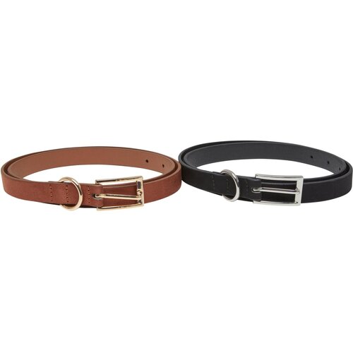 Urban Classics Slim synthetic velour leather belt 2 pcs black/silver + brown/gold Slike