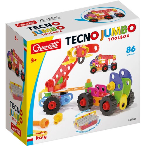 Quercetti Tecno Jumbo Toolbox – konstrukcijski gradniki – 86 kosov Cene