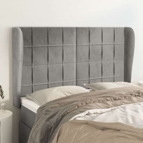  Uzglavlje s ušima svjetlosivo 147x23x118/128 cm baršunasto Cijene