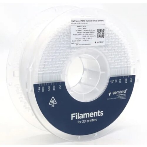 Gembird 3DP-PETG1.75HY-01-W PETG filament velike brzine za 3Dštampač 1.75mm, kotur 1KG WHITE Cene