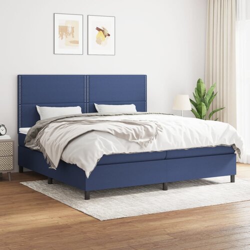The Living Store Box spring postelja z vzmetnico moder 200x200 cm blago - Box Spring Postelja, (21513304) Slike