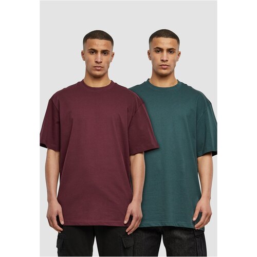 Urban Classics Men's Tall Tee 2-Pack Burgundy and Bottle Green T-Shirts Cene