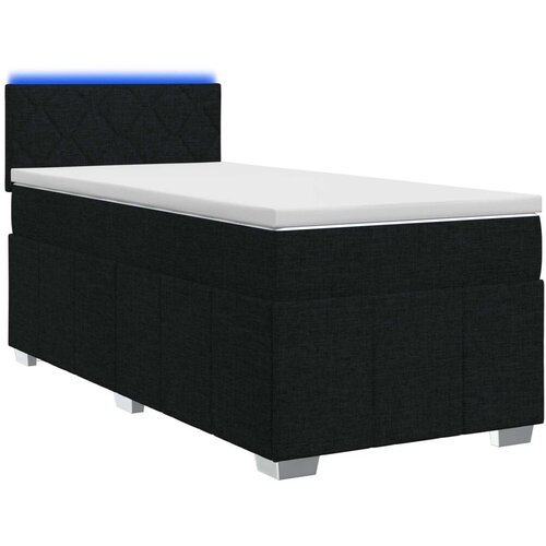  Boxspring krevet s madracem Crna 90 x 200 cm Tkanina - Crna 90 x 200 cm Dizajn s rombovima Cene